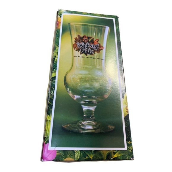New Rainforest Cafe Hurricane Glass Jungle Animals Gorilla Parrot 8 in Tall - Picture 1 of 3